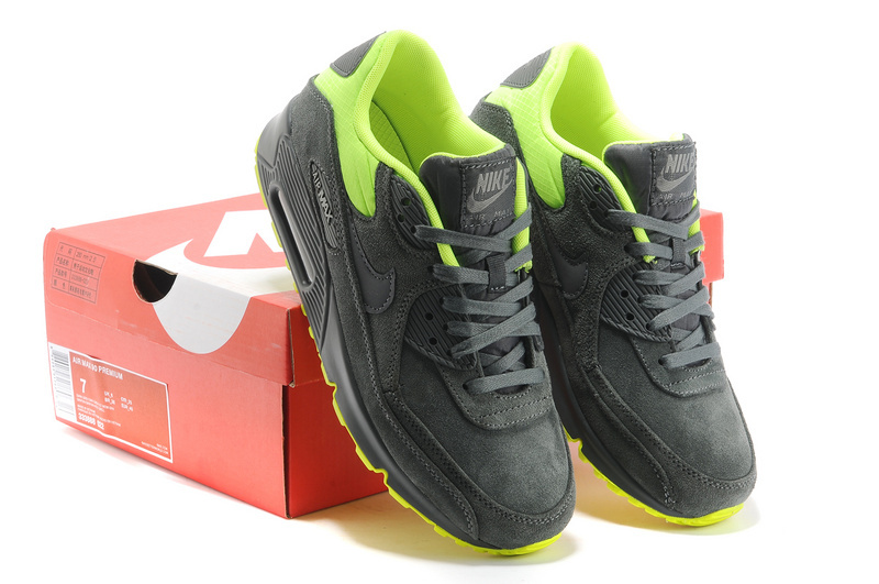 New Nike Air Max 90 Dark Grey Silver Green Shoes - Click Image to Close