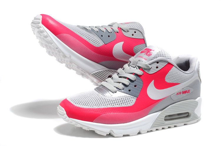 Nike Air Max 90 Mesh Grey Red White Shoes - Click Image to Close