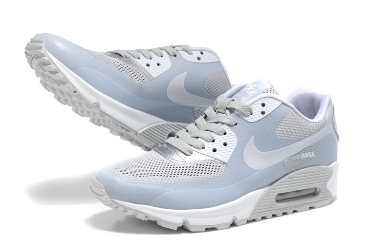 Nike Air Max 90 Mesh Grey Silver Shoes - Click Image to Close