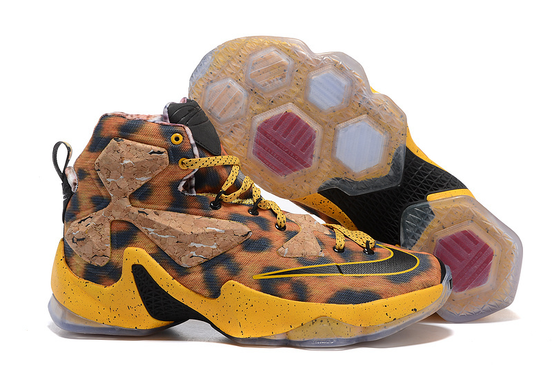 Cheetah Print Nike Lebron James 13 Yellow Black Shoes - Click Image to Close