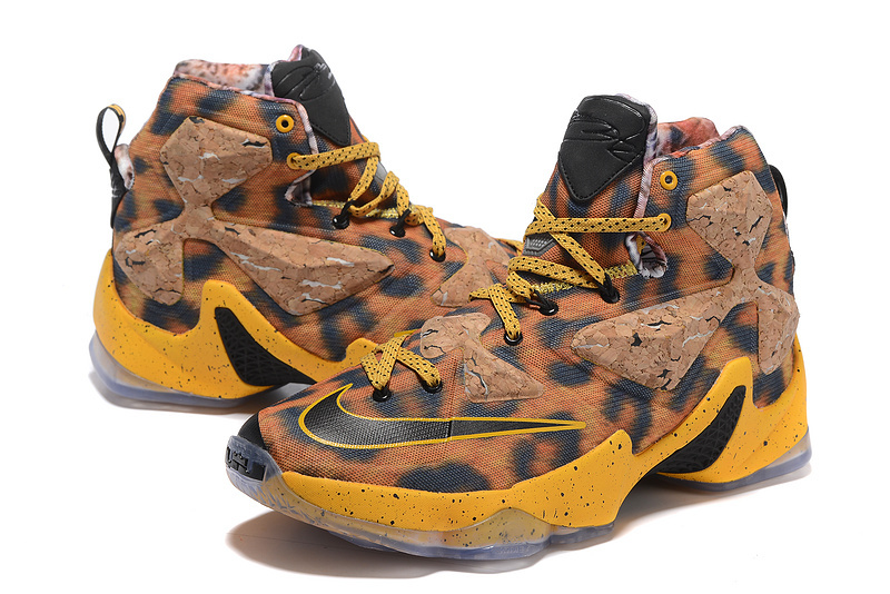 Cheetah Print Nike Lebron James 13 Yellow Black Shoes - Click Image to Close