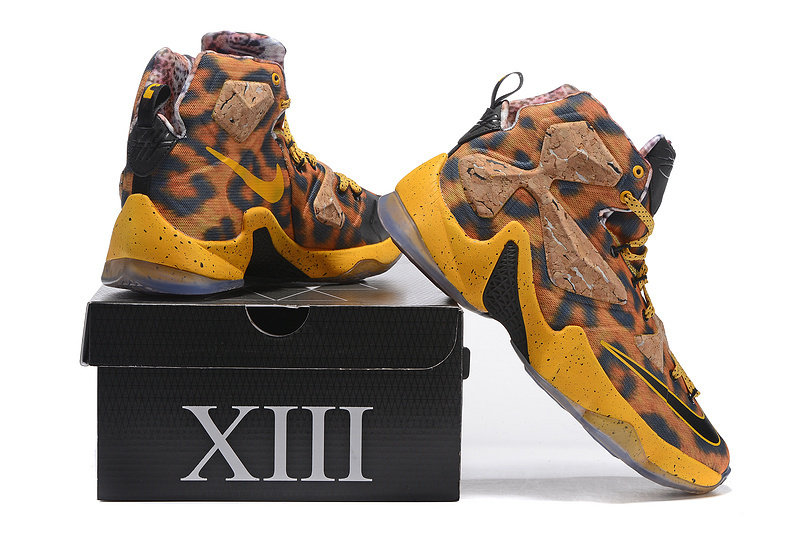 Cheetah Print Nike Lebron James 13 Yellow Black Shoes - Click Image to Close