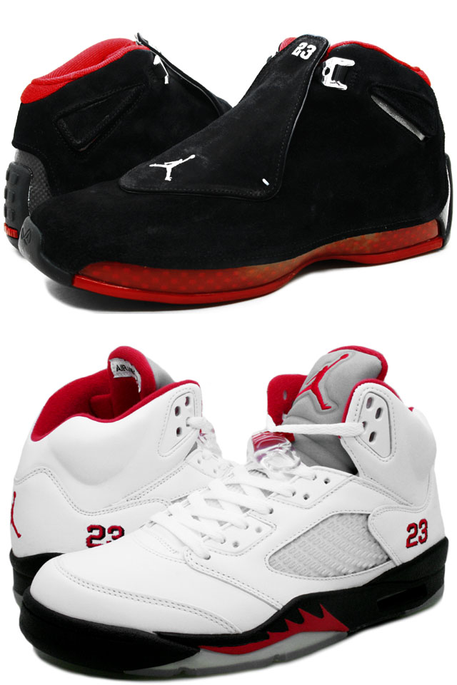 Combine Nike Air Jordan 5 White Black Fire Red J Jordan 18 Black Red Countdown Package - Click Image to Close