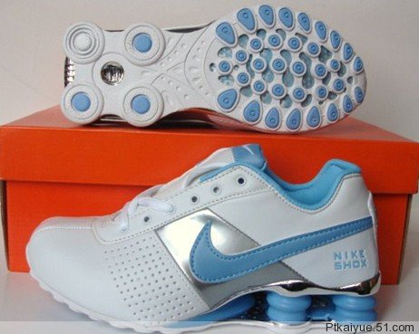 Comfortable Nike Shox OZ D White Baby Blue Silver