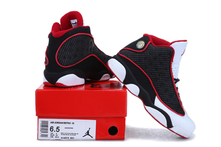 Nike Jordan 13 Womens Basketball Shoes White Black Red - Click Image to Close