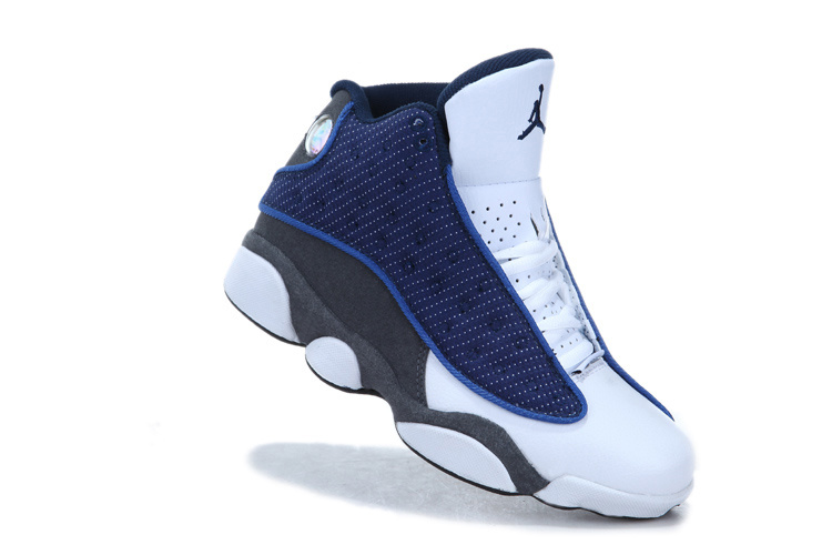 Nike Jordan 13 Womens Basketball Shoes White Blue Grey - Click Image to Close