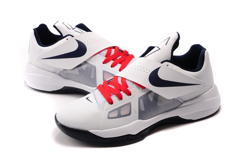 Kevin Durant Shoes 4 Olympic White Black Red - Click Image to Close