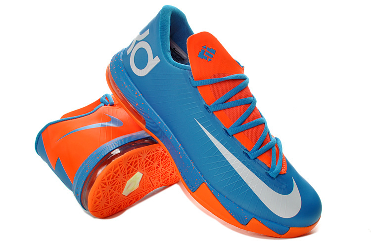 Women's Nike Kevin Durant 6 Blue Orange White Shoes - Click Image to Close