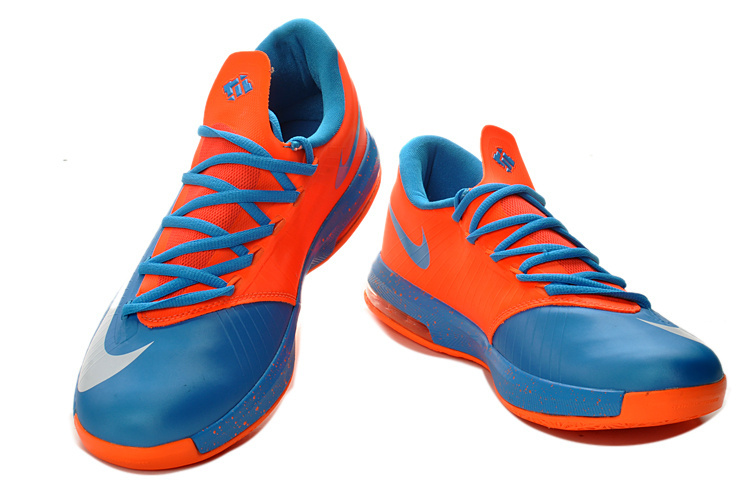 Women's Nike Kevin Durant 6 Blue Orange White Shoes - Click Image to Close