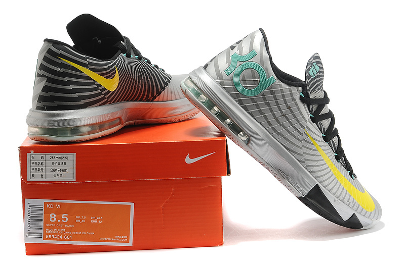 Nike Kevin Durant 6 Low Grey Silver Black Shoes - Click Image to Close