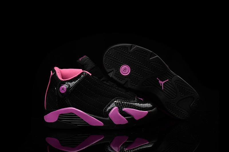 Nike Air Jordan 14 Retro Black Pink Kids' Shoes - Click Image to Close