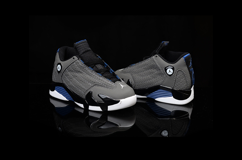 Nike Air Jordan 14 Retro Grey Black Royal Kids' Shoes - Click Image to Close