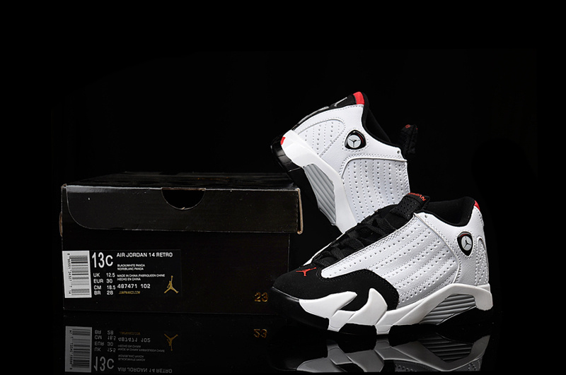 Nike Air Jordan 14 Retro White Black Red Kids' Shoes - Click Image to Close