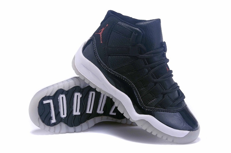 Kids' Nike Air Jordan 11 Retro Black Red Shoes - Click Image to Close