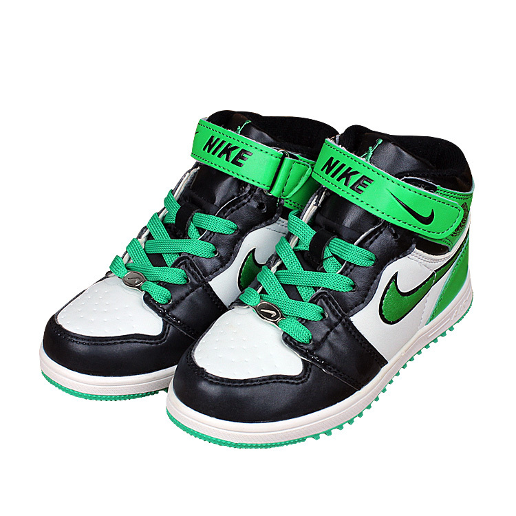 Kids Nike Air Force High Black Green White Shoes