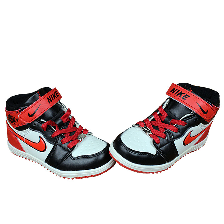 Kids Nike Air Force High Black Red White Shoes - Click Image to Close