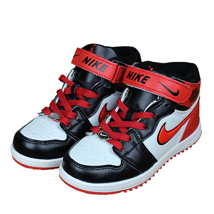 Kids Nike Air Force High Black Red White Shoes