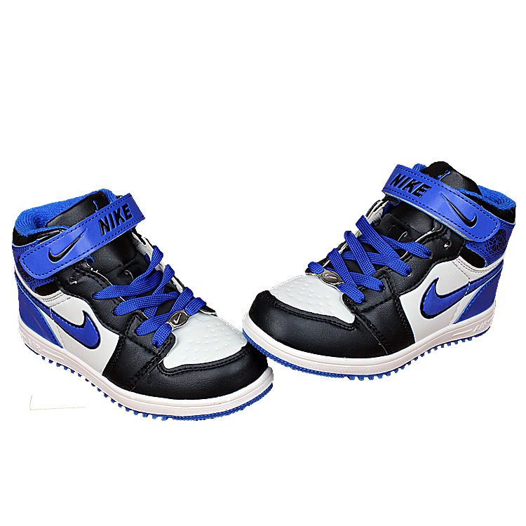 Kids Nike Air Force High Black Royal Blue White Shoes - Click Image to Close