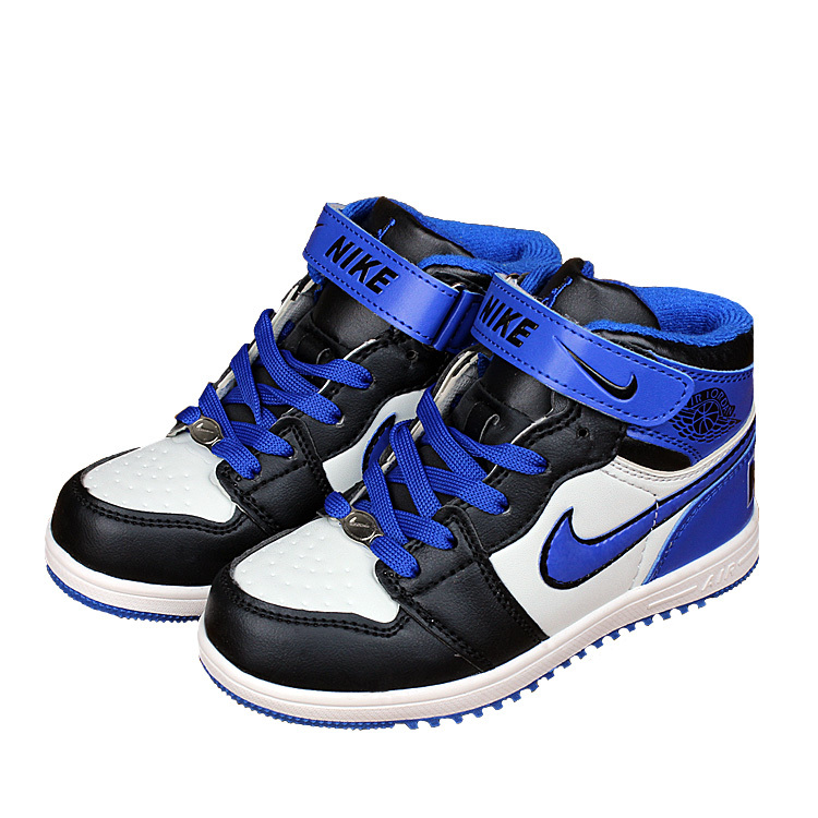 Kids Nike Air Force High Black Royal Blue White Shoes - Click Image to Close