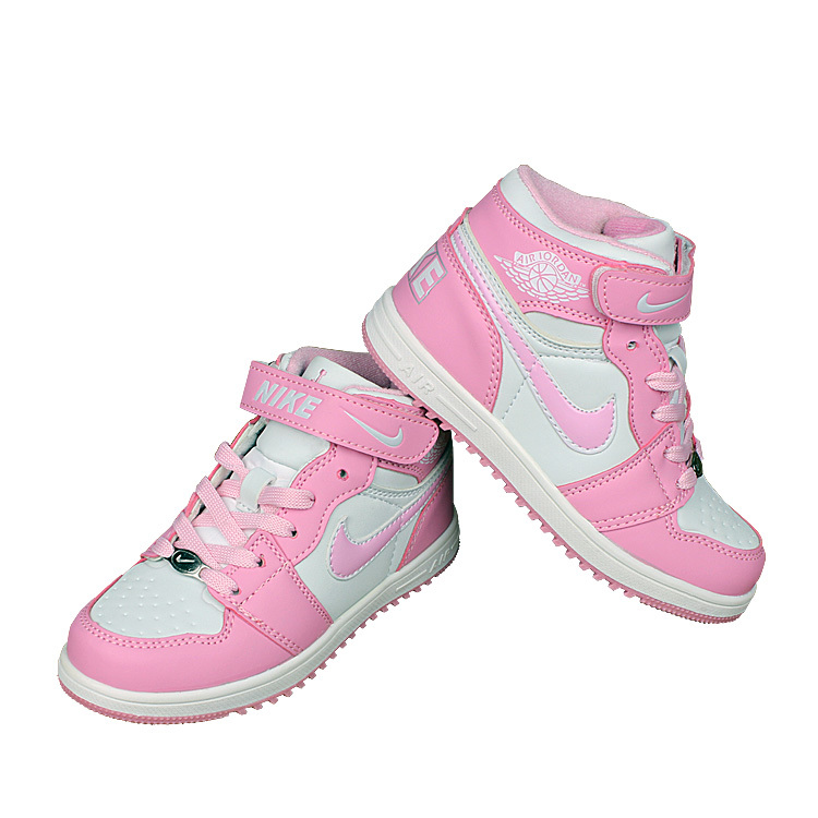 Kids Nike Air Force High Pink White Shoes - Click Image to Close