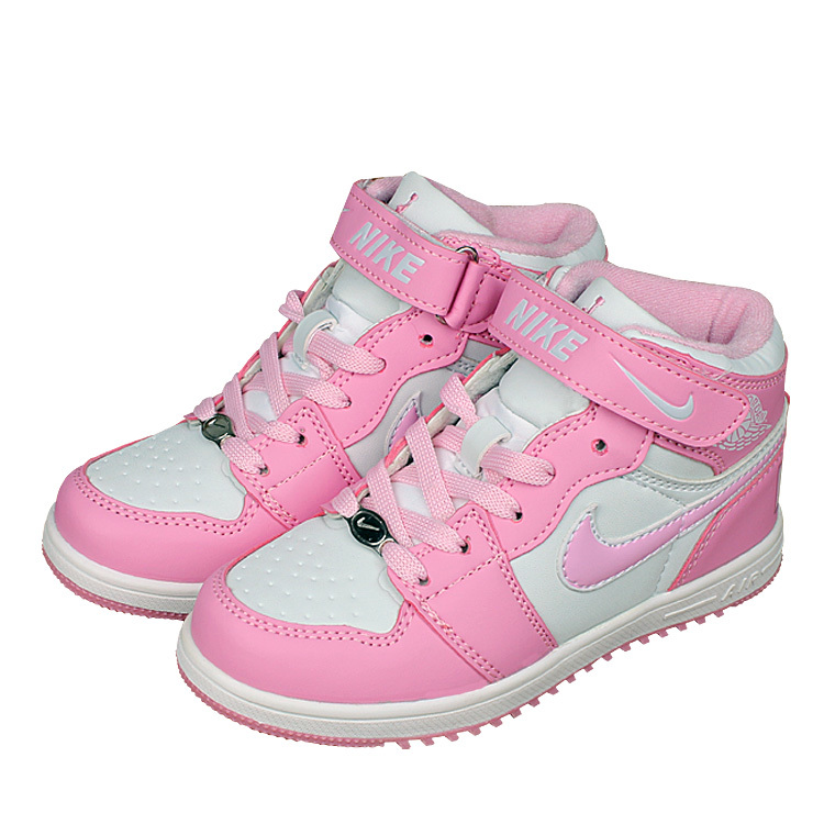 Kids Nike Air Force High Pink White Shoes