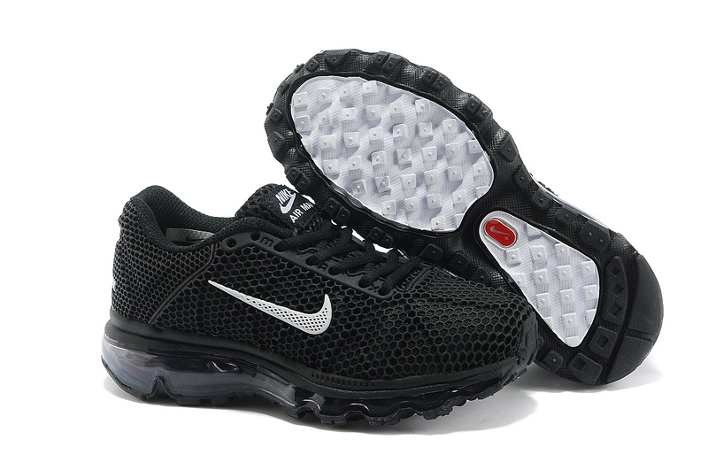 Kids Nike Air Max 2009 All Black Running Shoes - Click Image to Close