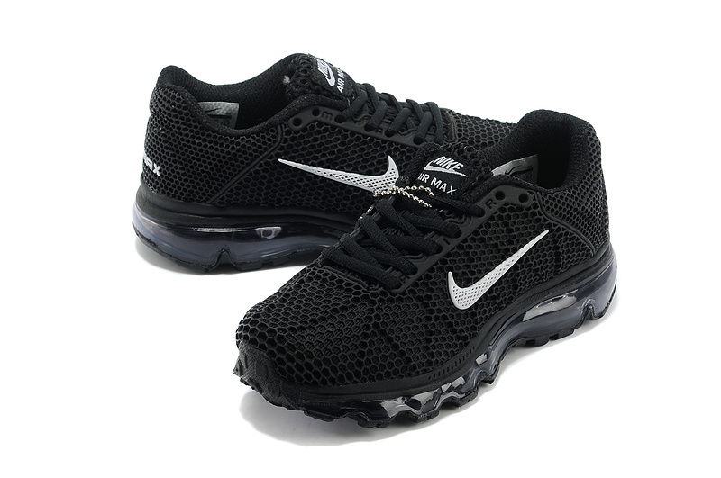 Kids Nike Air Max 2009 All Black Running Shoes - Click Image to Close
