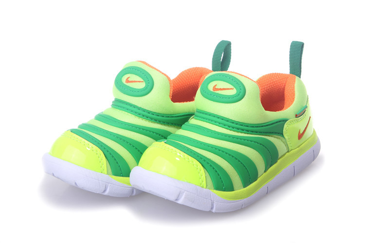 Nike Dynamo Free Fluorscent Green Orange White Shoes For Kids - Click Image to Close