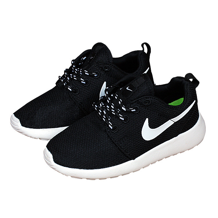 Kids Nike Roshe Run Black White Shoes - Click Image to Close