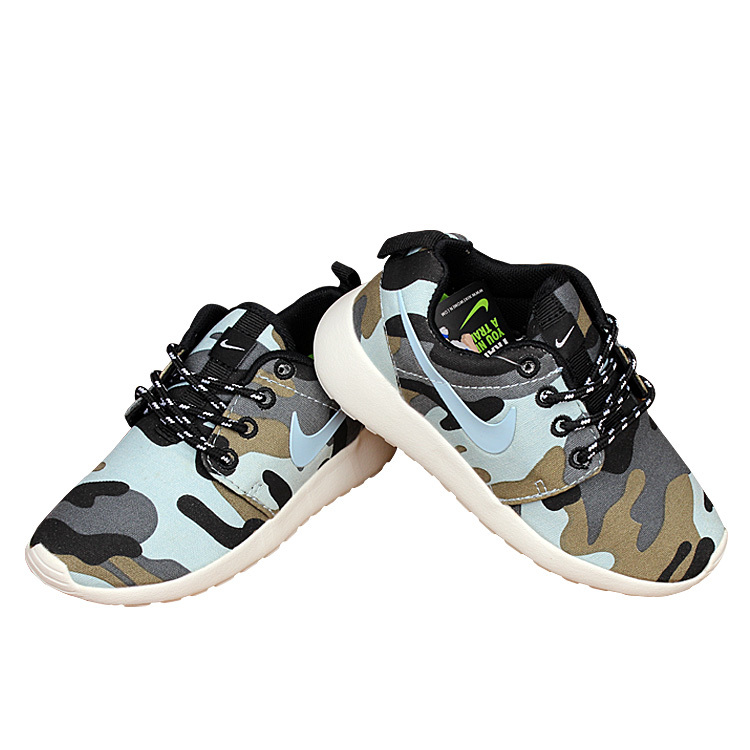 Kids Nike Roshe Run Camo Green Shoes