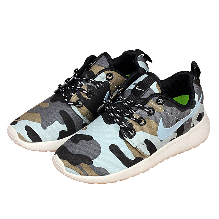 Kids Nike Roshe Run Camo Green Shoes - Click Image to Close