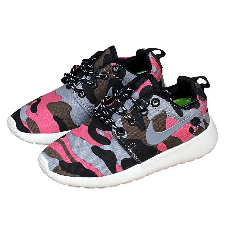 Kids Nike Roshe Run Camo Pink Shoes - Click Image to Close