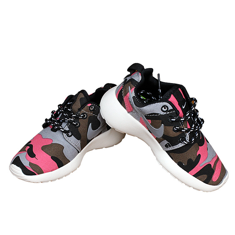 Kids Nike Roshe Run Camo Pink Shoes