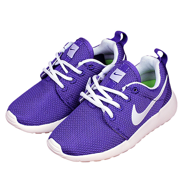 Kids Nike Roshe Run Purple White Shoes - Click Image to Close