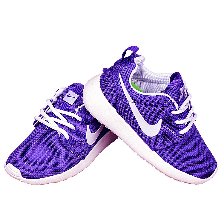 Kids Nike Roshe Run Purple White Shoes - Click Image to Close