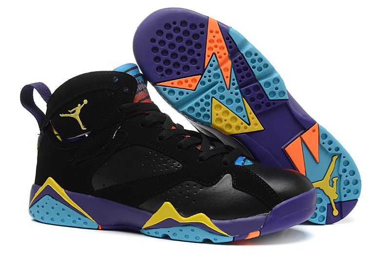 Laura Rabbit Nike Air Jordan 7 Black Purple Yellow Blue Shoes