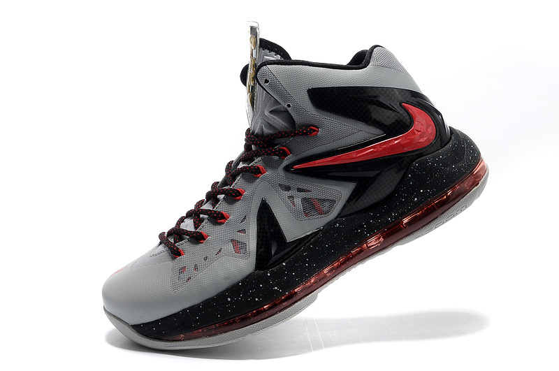 Nike Lebron 10 Shoes Elite Grey Black Red - Click Image to Close