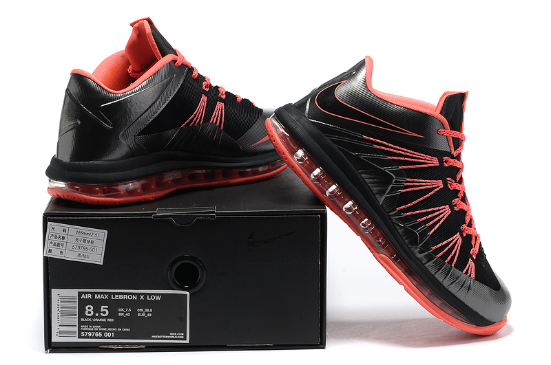 Nike Lebron James 10 Shoes Low Low Black Orange - Click Image to Close