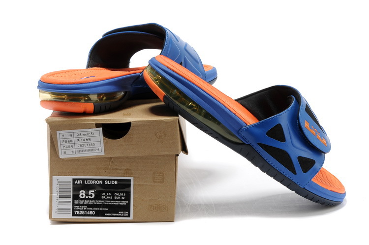 Nike Lebron James Hydro 10 Air Cushion Blue Orange Sandal - Click Image to Close