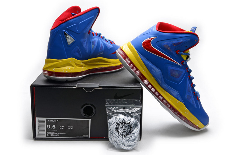 Lebron James 10 Hardpack Blue Yellow Red White Shoes