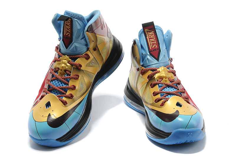 Nike Lebron 10 Shoes Steelman Red Gold Blue - Click Image to Close