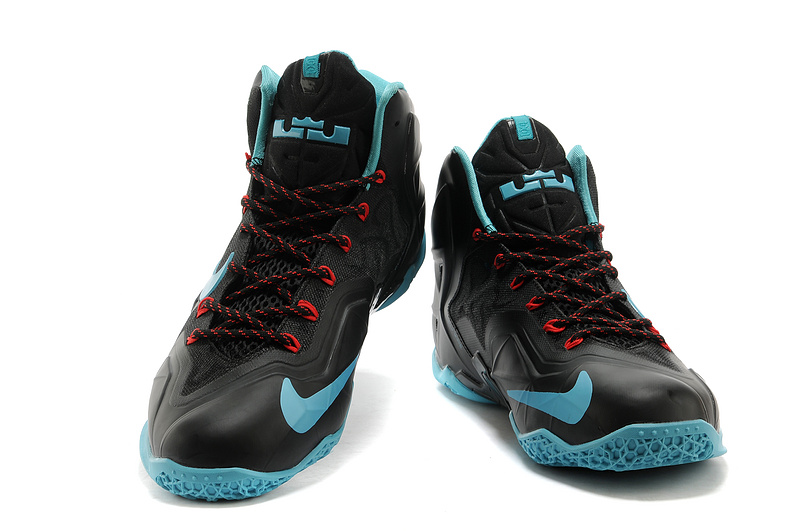 New Nike Lebron James 11 Black Light Blue Shoes - Click Image to Close