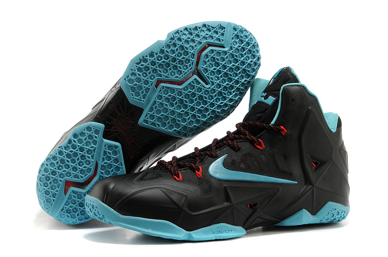 New Nike Lebron James 11 Black Light Blue Shoes - Click Image to Close