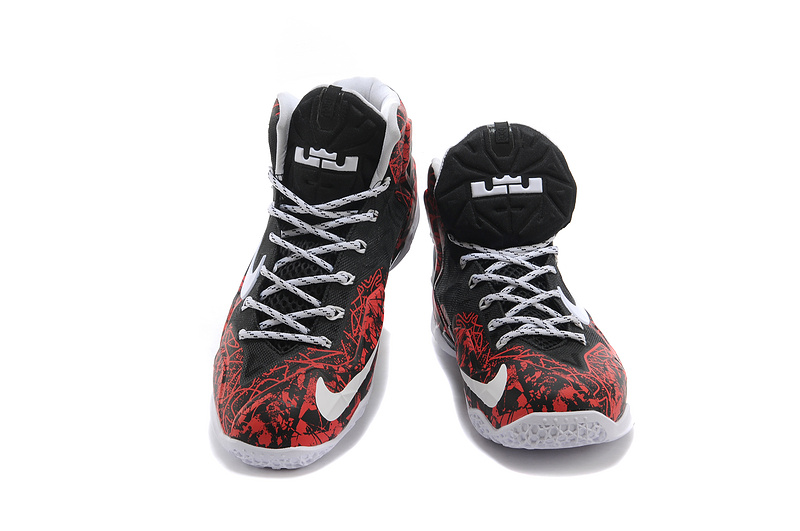 New Nike Lebron James 11 Black White Red Print Shoes