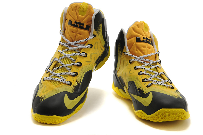 New Nike Lebron James 11 Black Yellow Shoes - Click Image to Close