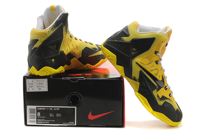 New Nike Lebron James 11 Black Yellow Shoes - Click Image to Close