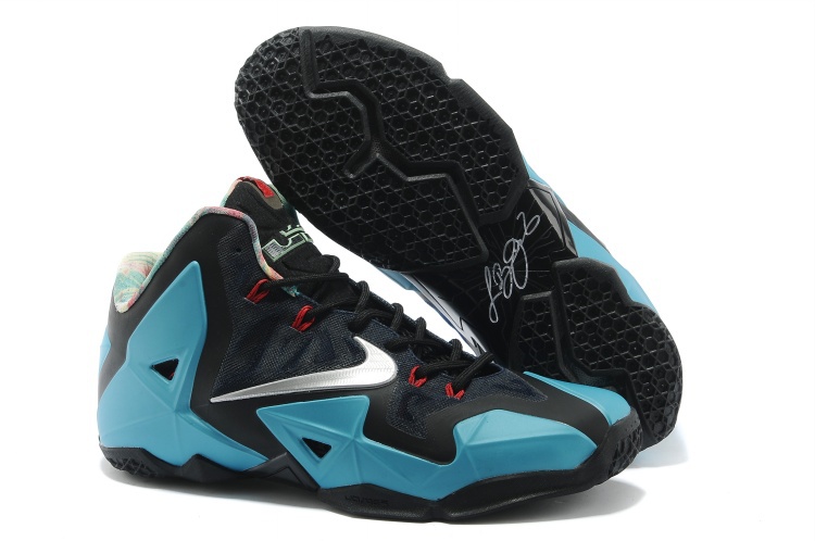 Nike Lebron James 11 Low Black Blue Shoes - Click Image to Close