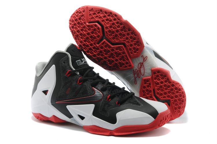 Nike Lebron James 11 Low Black White Red Shoes - Click Image to Close