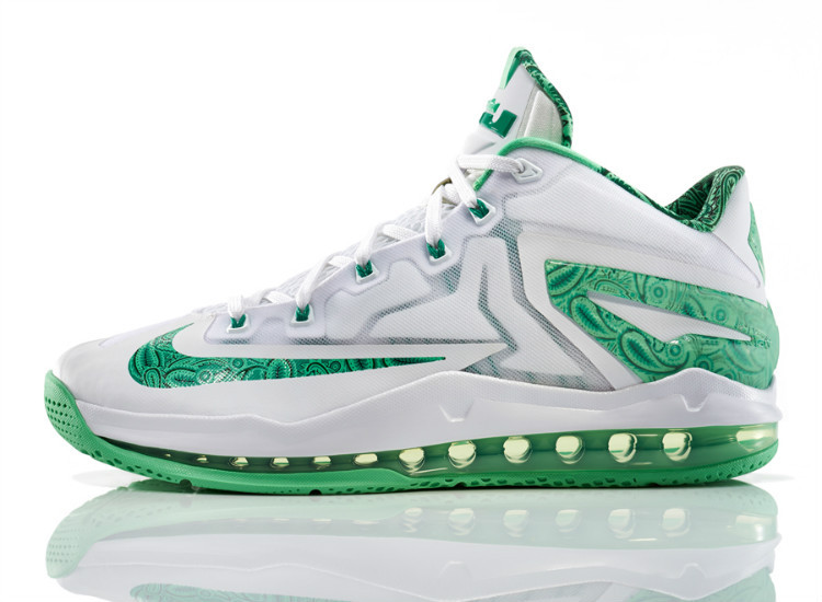 Latest Popular Lebron James 11 Low Easter White Green Shoes - Click Image to Close