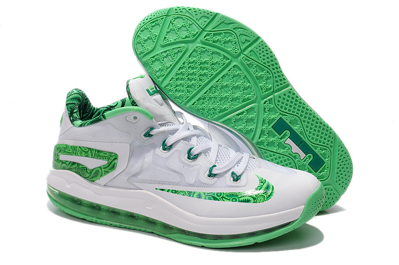 Latest Popular Lebron James 11 Low Easter White Green Shoes - Click Image to Close